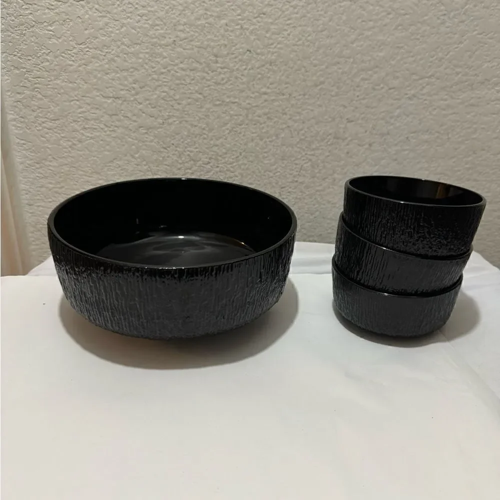 RARE Vintage Indiana Glass Black Chip and 3 Dip Bowl from the 1970's-1980's